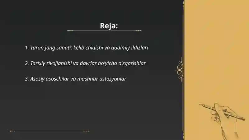 Turon jang sanati tarixi va qoidalari 2