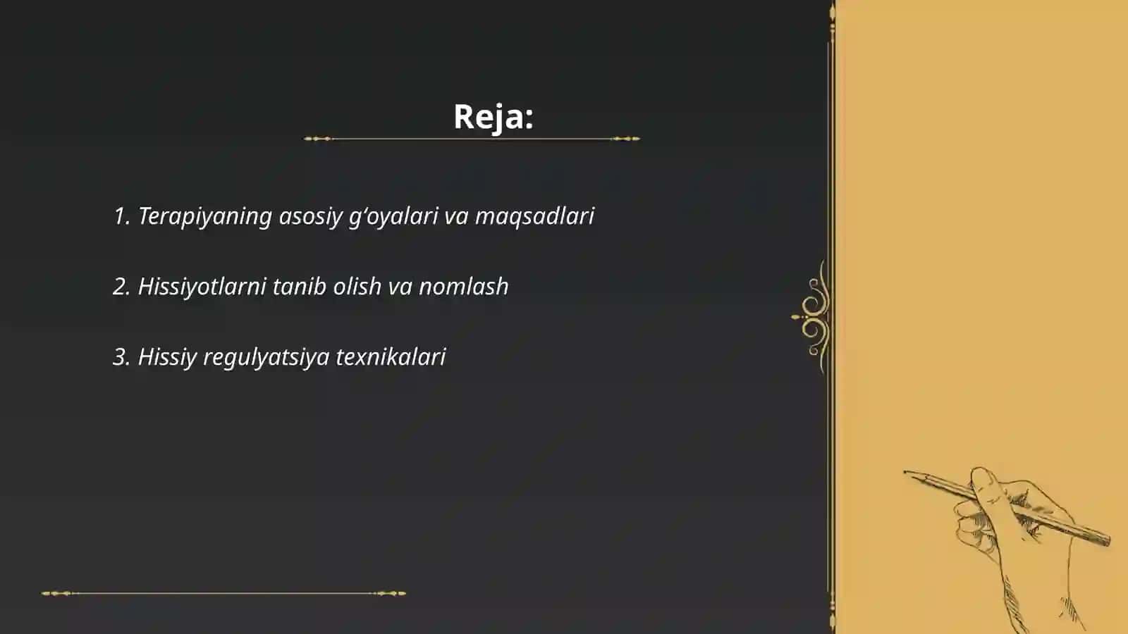 His tuyg'ularni boshqarish va munosabatlarni yaxshilashga qaratilgan terapiya turi 2