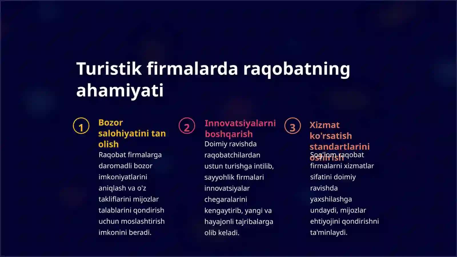 Turistik firmalarda raqobat an’analari 2