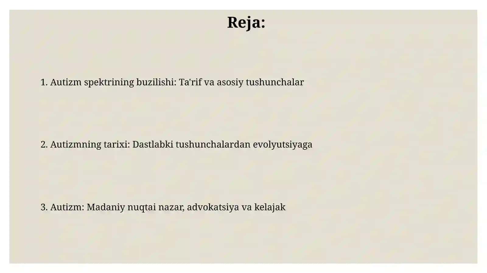 Autizim spektri buzilishi: umumiy tushunchavatarixi 2