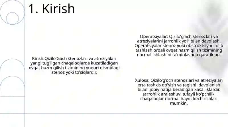 Qizilo'Gach Stenozlari Va Atreziyalarda Operatsiyalar 2