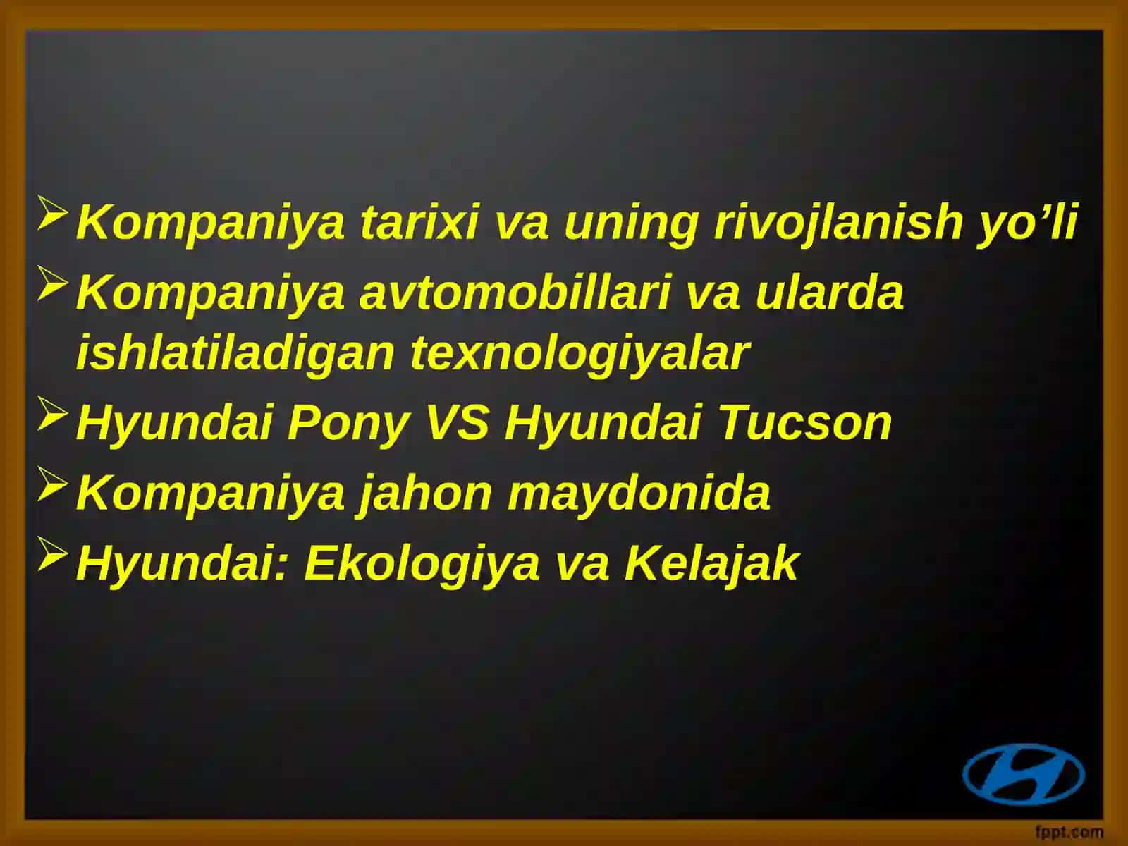 "HYUNDAI"avtomobillarining rivojlanish tarixi va bosqichlari 2