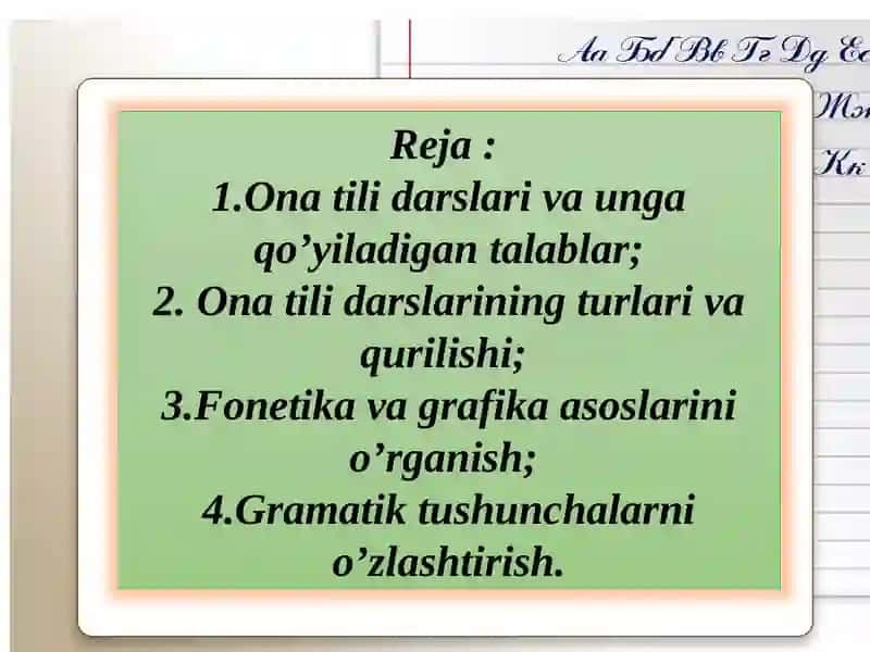 BOSHLANG’ICH SINFLARDA ONA TILI O’QITISH METODIKASI 2