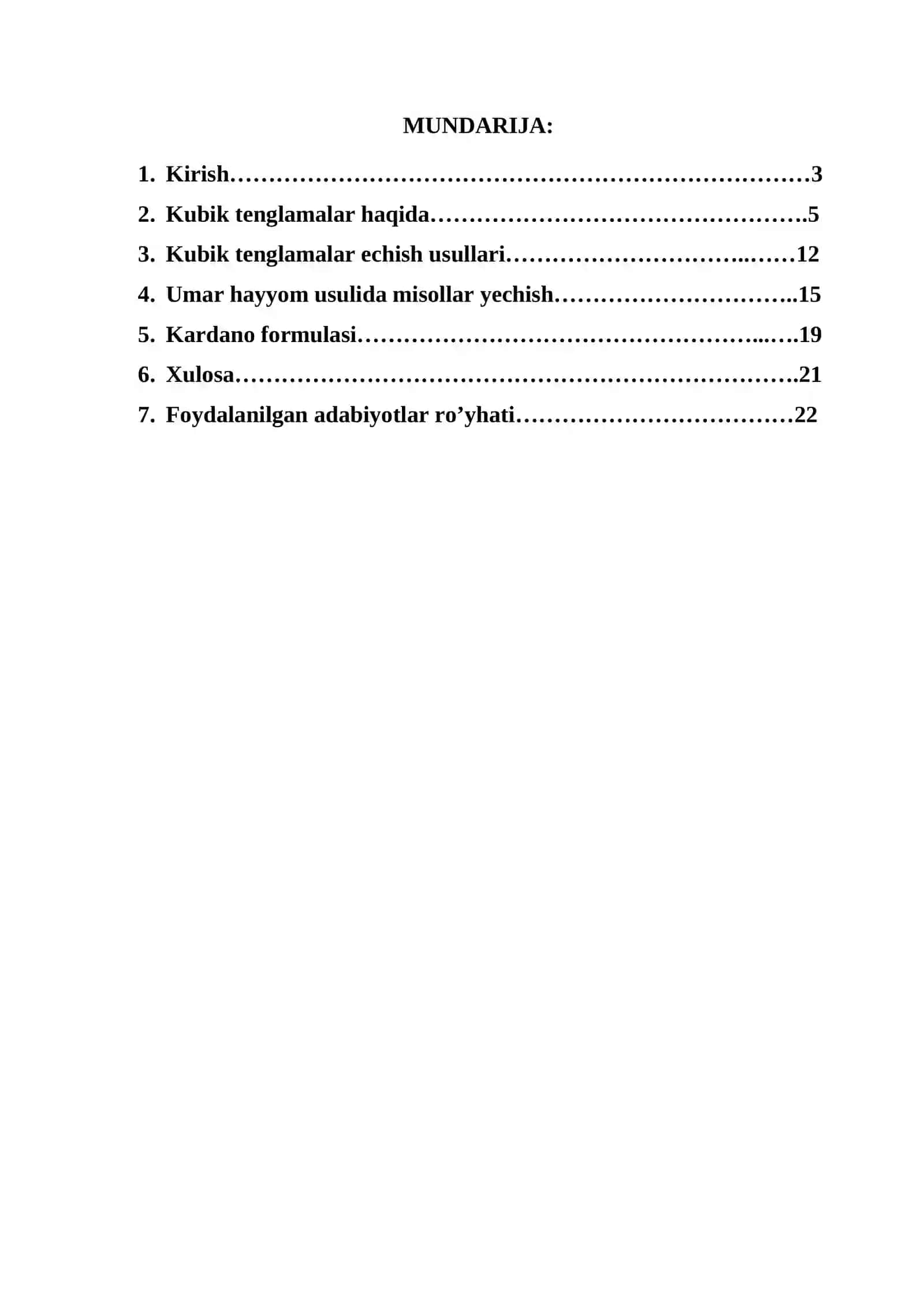 Kubik tenglamalar. Kardano formulasi 2
