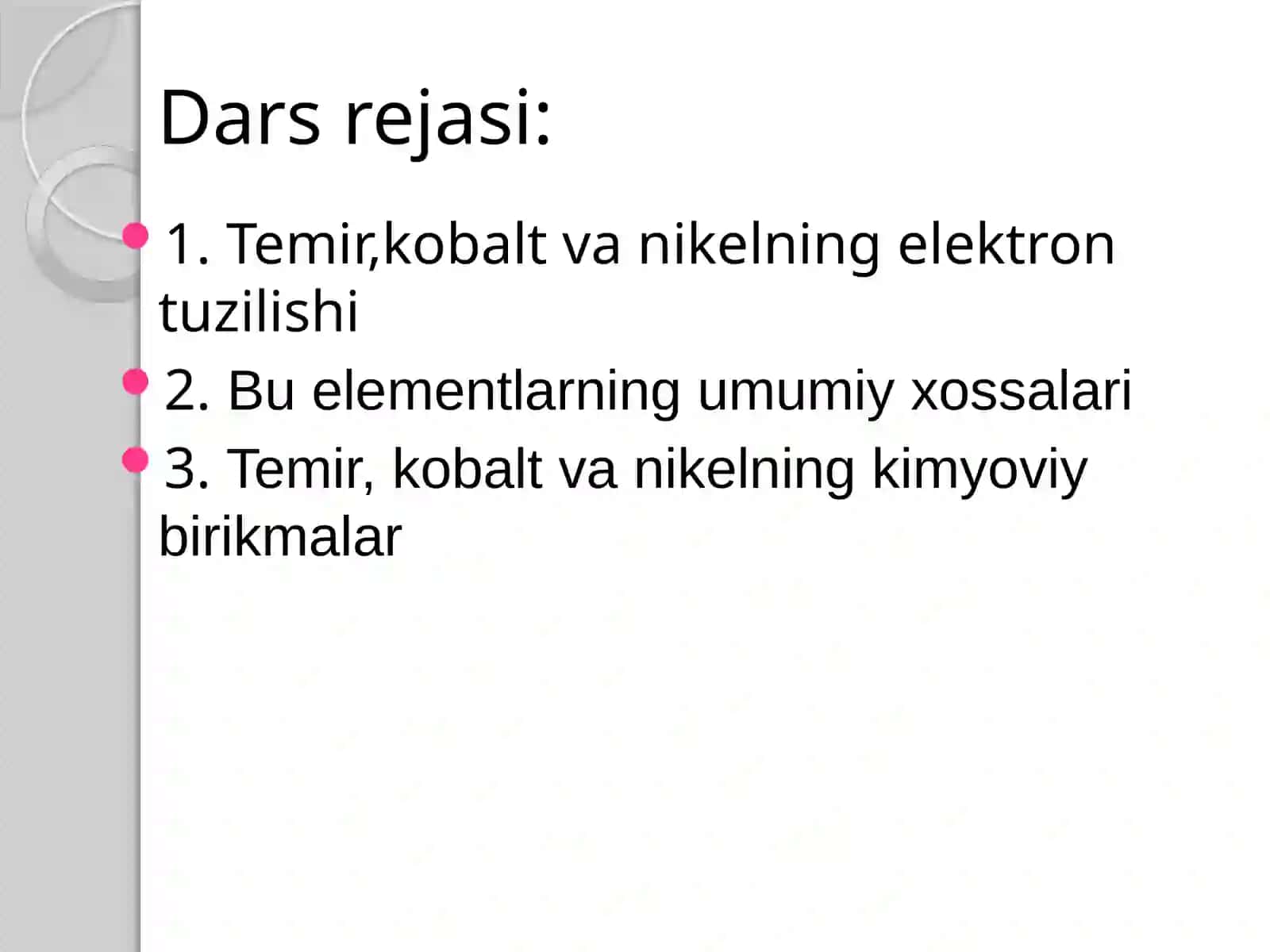 Temir, kobalt, vanikelning elektron tuzilishi 2