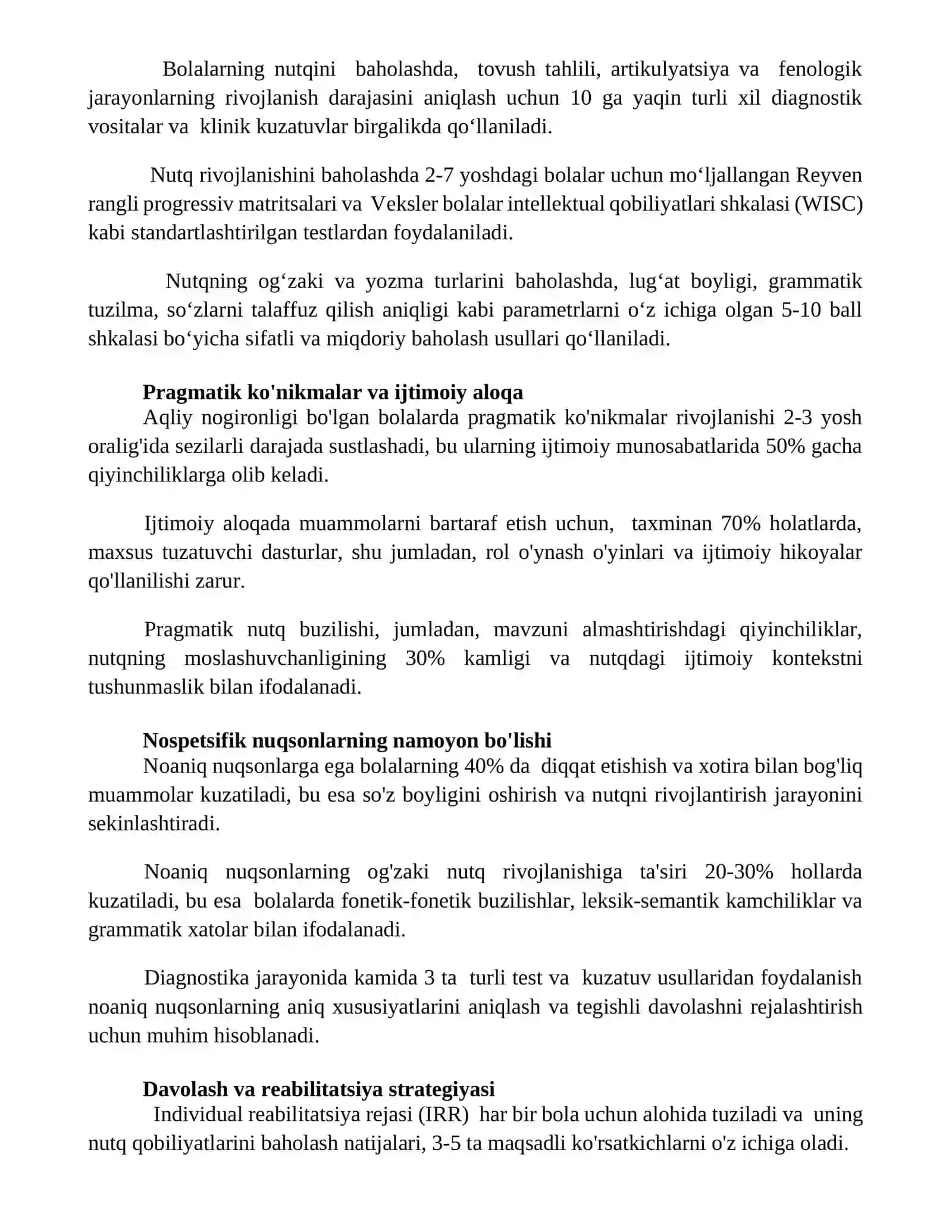 Intellektual kamchiliklardagi nutq rivojlanishini nospesifik kamchiliklarni o'xshash holatlar 2