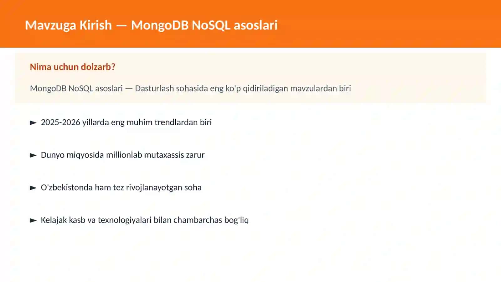 MongoDB NoSQL asoslari 2