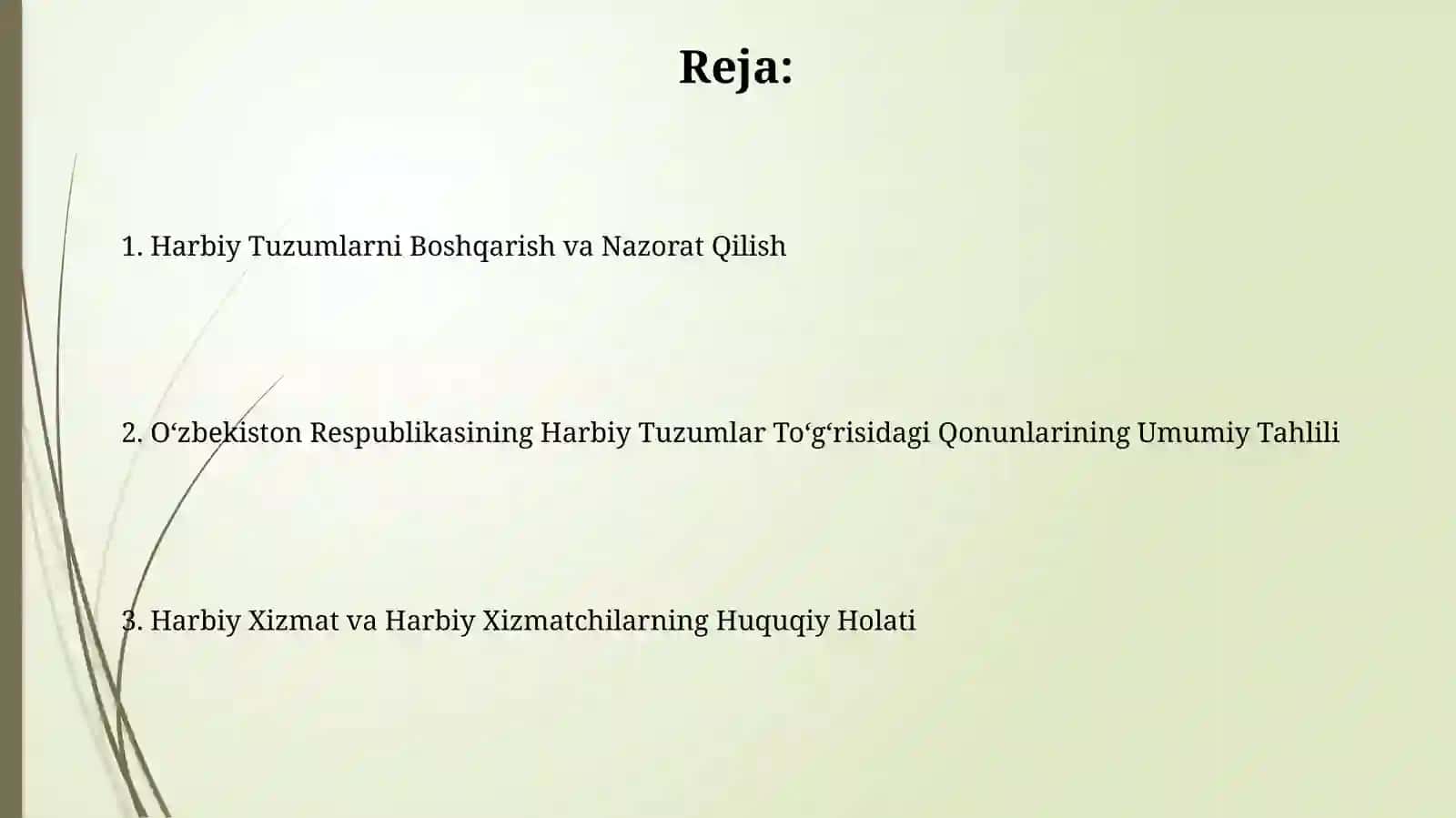 Oʻzbekiston Respublikasining Harbiy Tuzumaviy Qonunlarining Umumiy Koʻrinishi 2