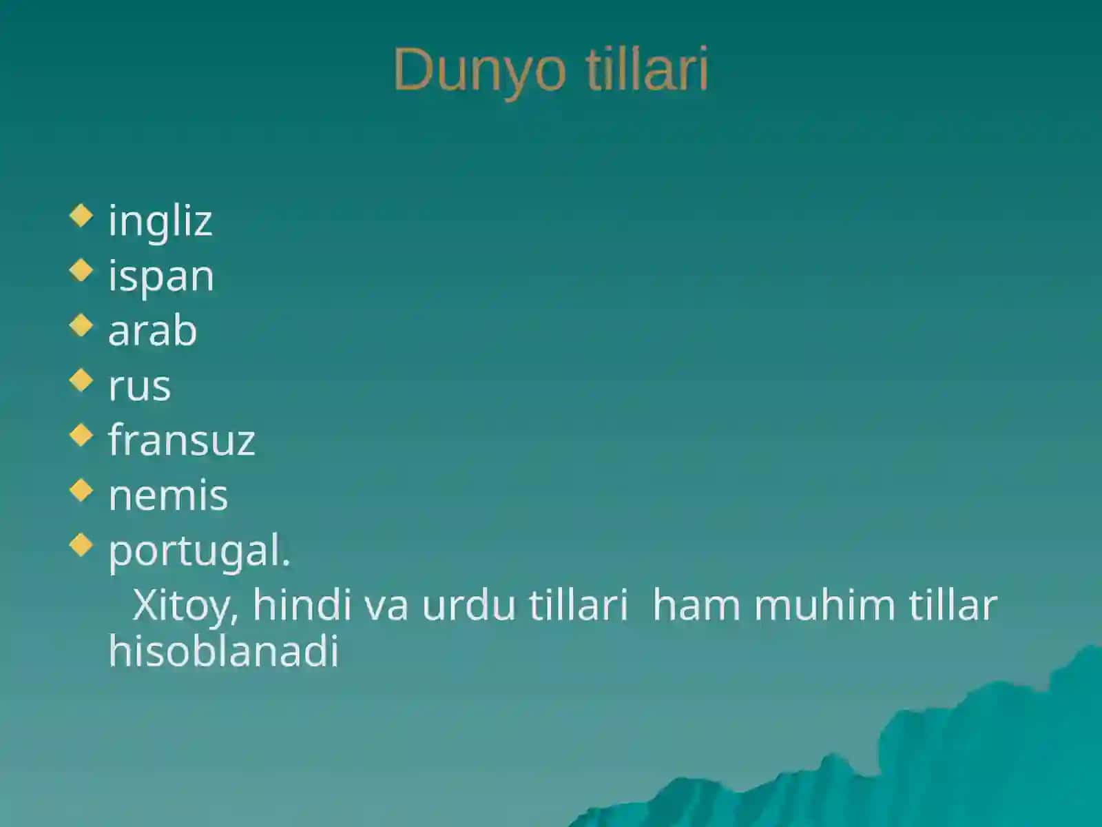 Dunyo tillari tasnifi 2