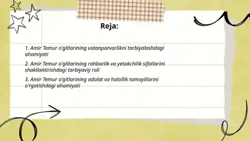 Amir Temur o'gitlarining tarbiyaviy ahamiyati 2