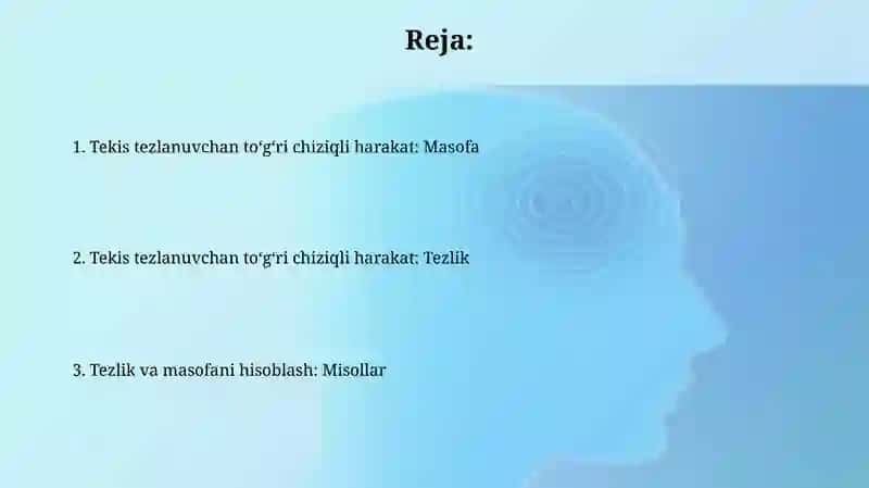 Tógʻri chiziqli tekis harakatda tezlikvayoʻl 2