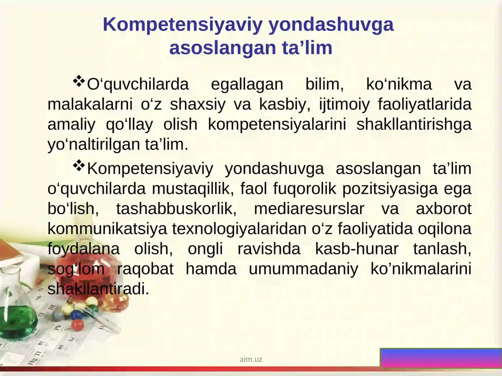Umumta’lim maktablarida kimyo fanini o‘qitish mazmunidagi o‘zgarishlar 2