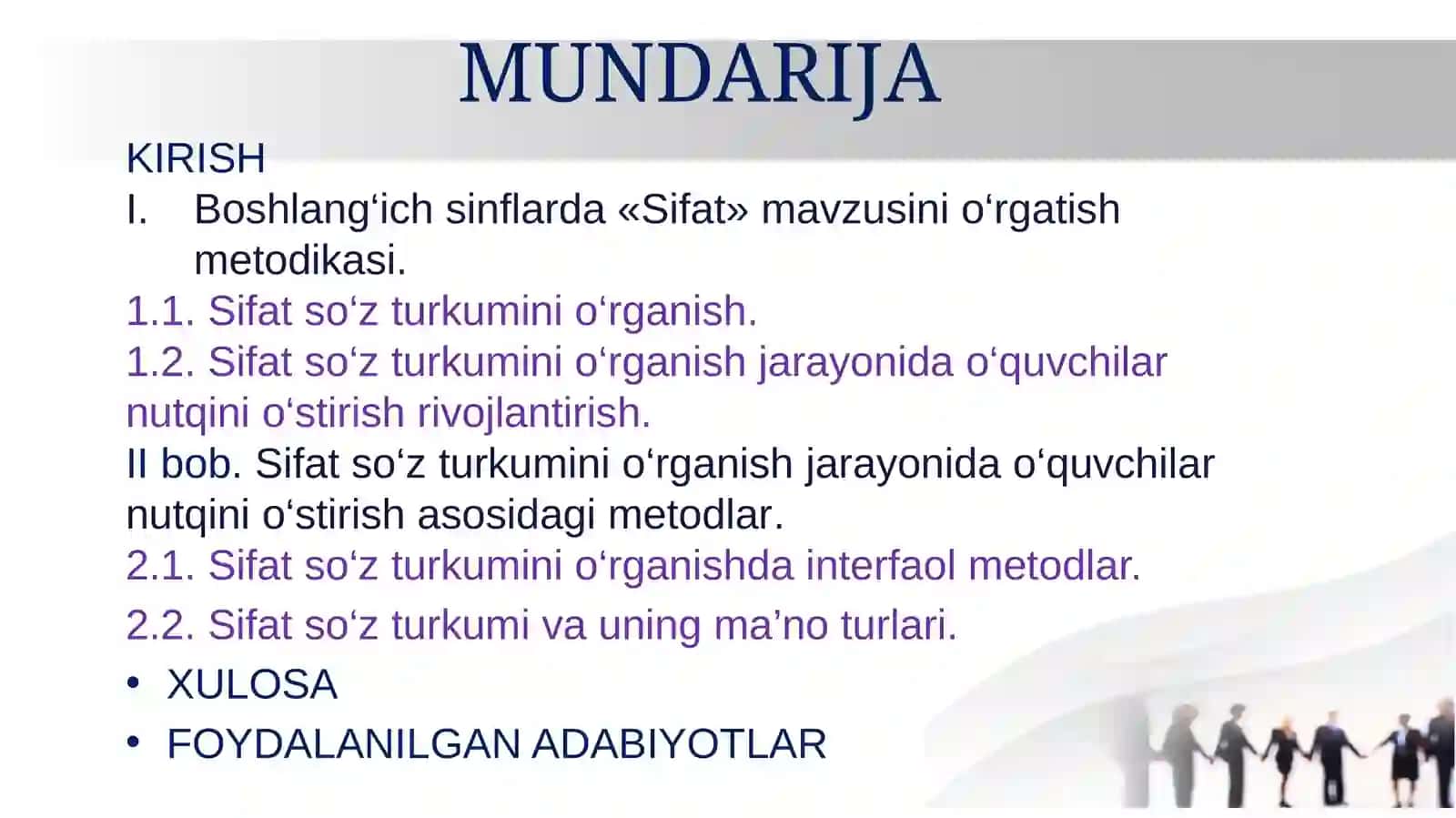 Boshlang‘ich sinflarda «Sifat» mavzusini o‘rgatish metodikasi 2