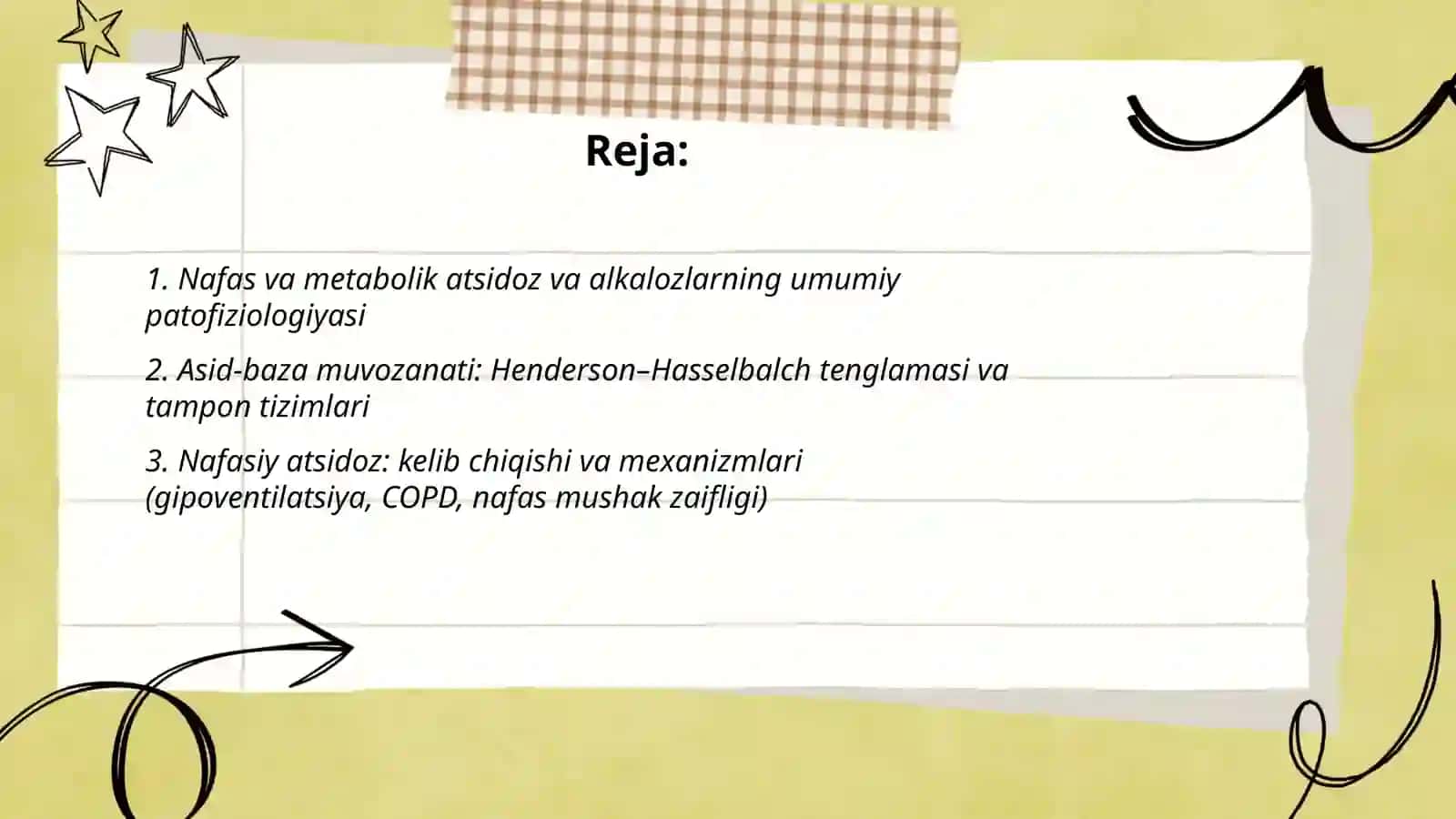 Nafas va metabolik atsidiz va alkalozalarni kelib chiqishi,biokimyoviy tashxisi 2