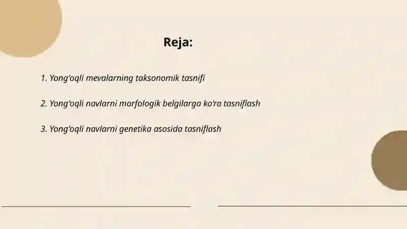 Yongʻoqli mevalar navlariga tasnif 2