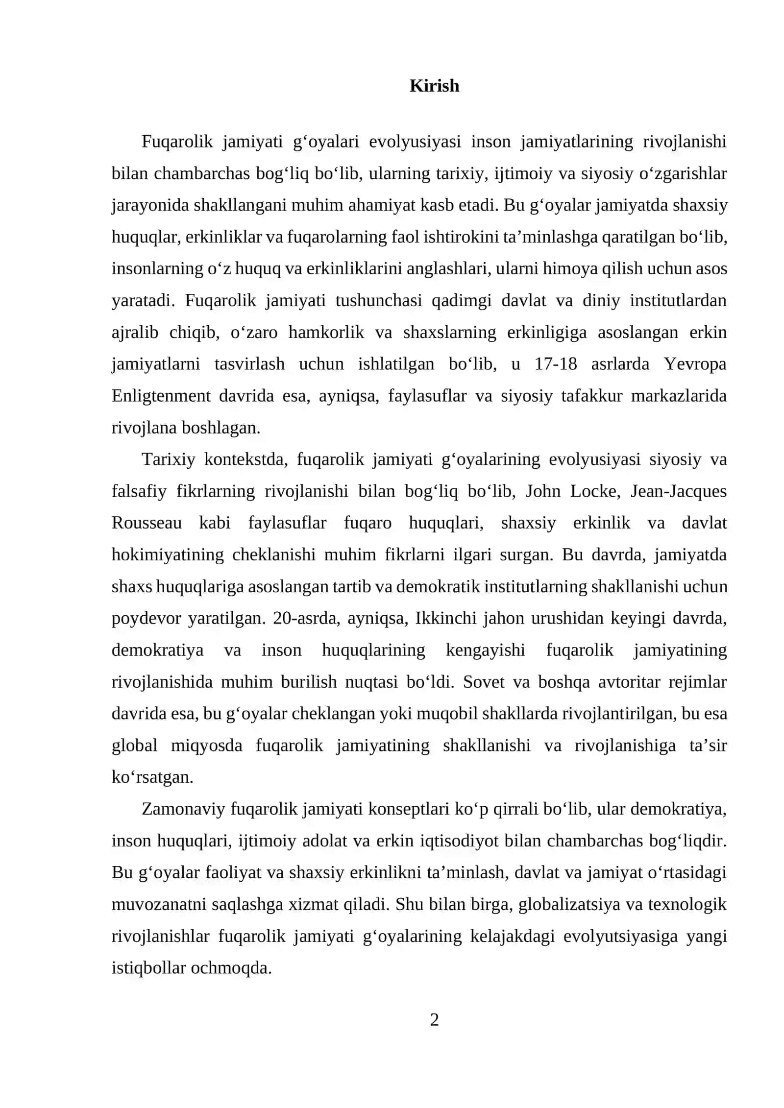 Fuqarolik jamiyati g‘oyalari evolyusiyasi Reja 2