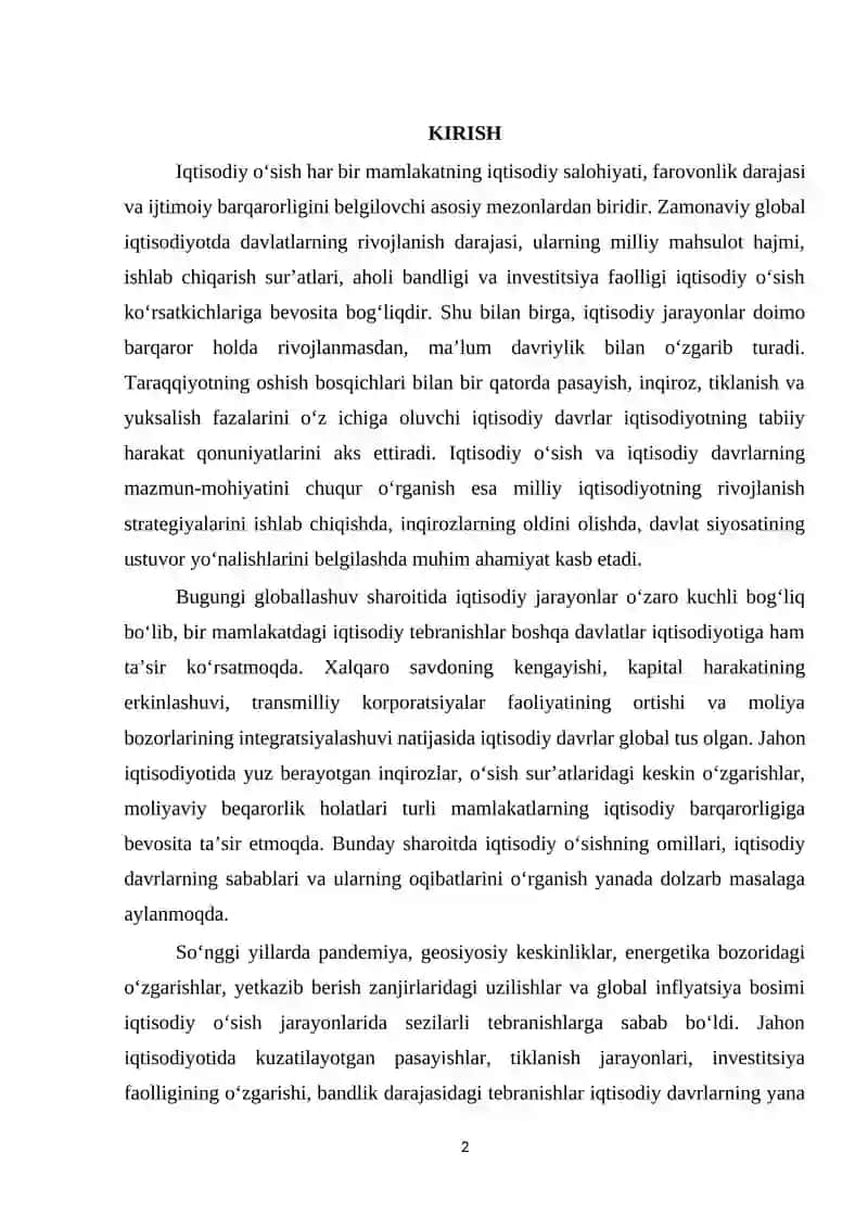 Iqtisodiy O‘sish va Iqtisodiy Davrlarning Nazariy Asoslari 2