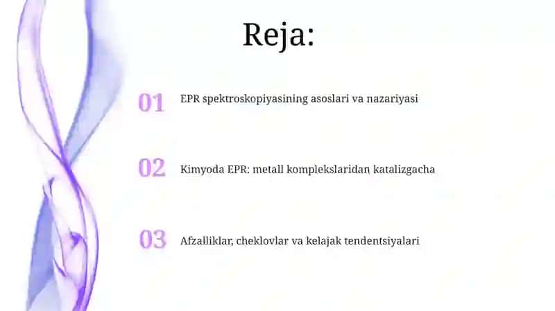 EPR-spektroskopiyaning kimyoda qo`llanilishi 2