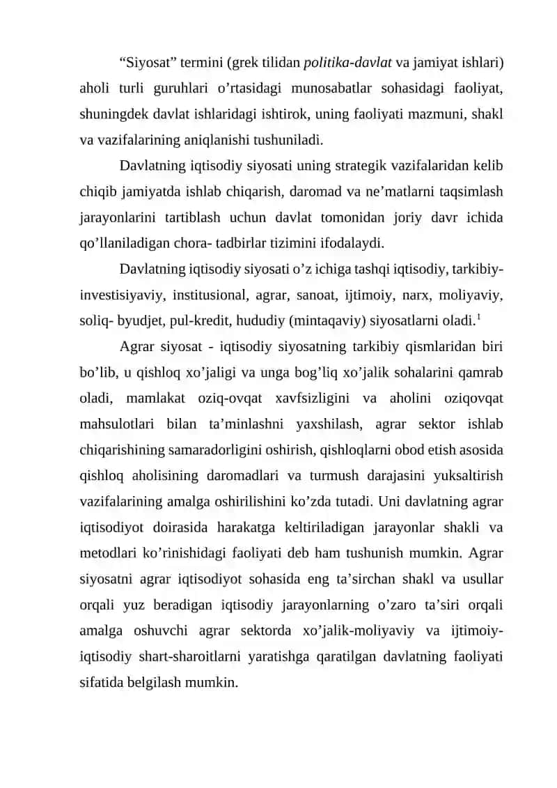 O‘zbekiston Raspublikasi Agrar Siyosati 2