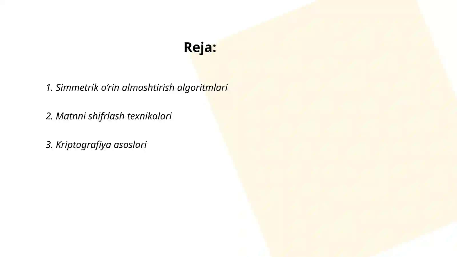 Simmetrik o`rin almashtirish algoritmlari asosida matnni shifrlovchi dastur 2
