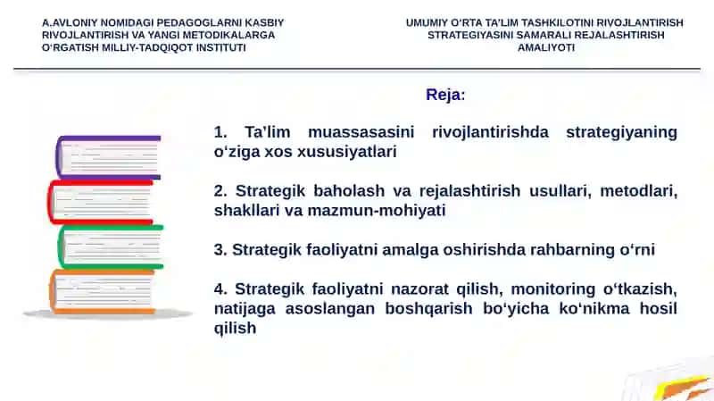 Ta’lim muassasasini rivojlantirishning ilmiy asoslari va strategiyasi 2