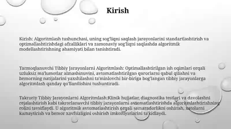 Tarmoqlanuvchi Va Takroriy Tibbiy Jarayonlarni Algoritmlash 2