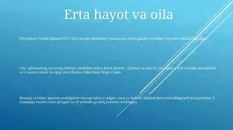 Enrique Englesias Haqida Malumot 2