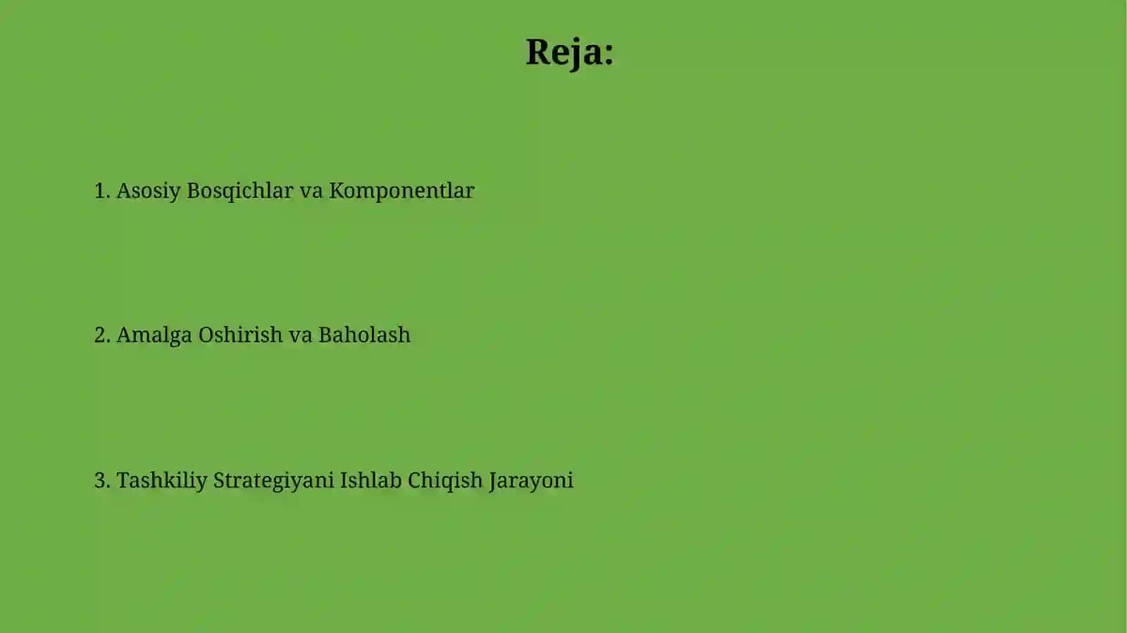 Tashkilotning operatsion strategiyasini ishlab chiqish jarayoni 2
