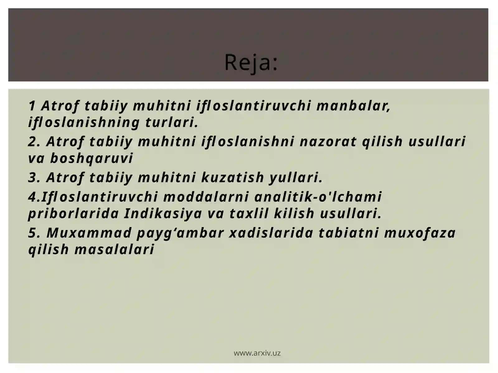 Muhitni ifloslantiruvchi moddalar klassifikatsiyasi 2