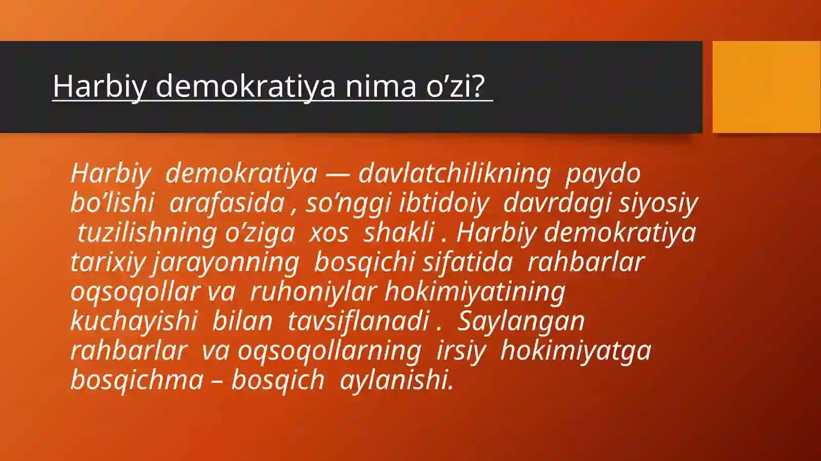 Ibtidoiy jamoa tarixida harbiy demokratiya bosqichi 2