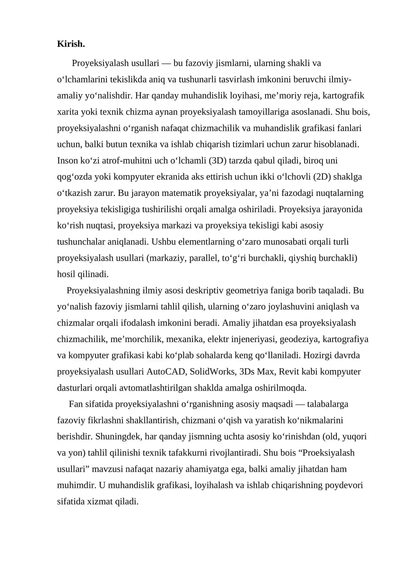 Proeksiyalash usullari 2
