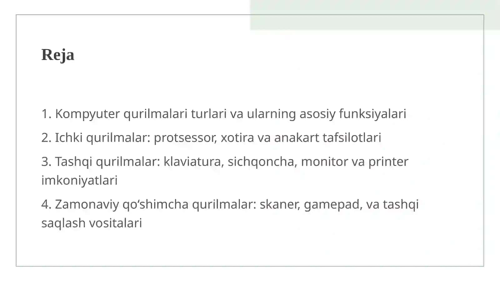Kampuyutirning asosiy va qoʻshimcha qurilmalari 2