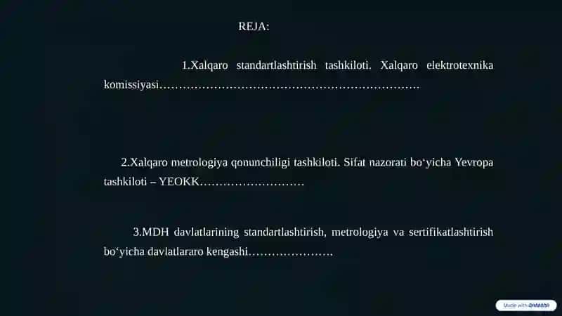 Metrologiya va Standartlashtirish bo'yicha Xalqaro Tashkilotlar 2