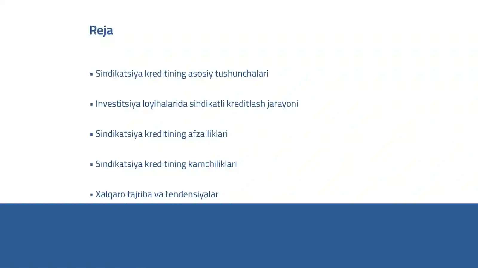 Sindikatsiya kreditining asosiy tushunchalari 2