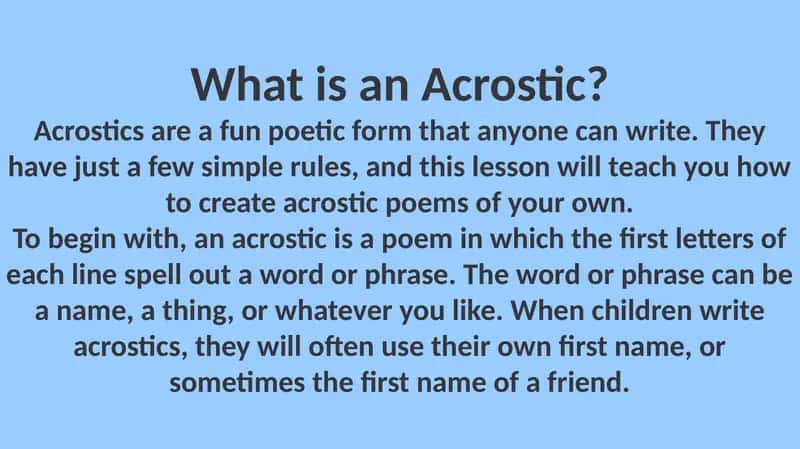 Acrostic Poems 2