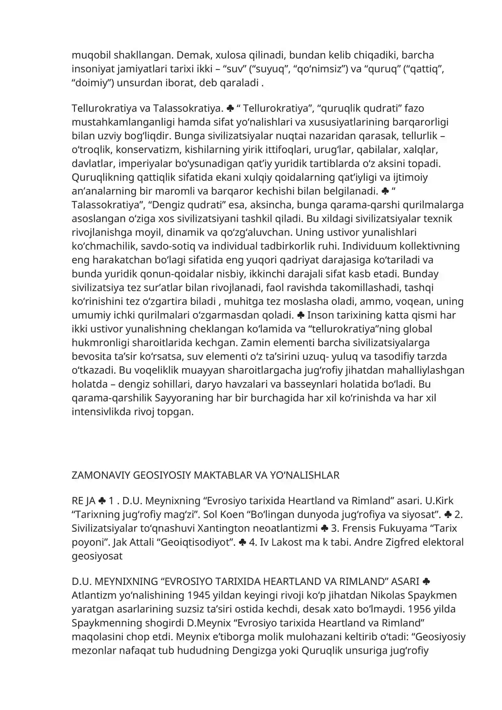 Geosiyosatning zamonaviy tendensiyalarini o'rganishning ayrim masalalari 2