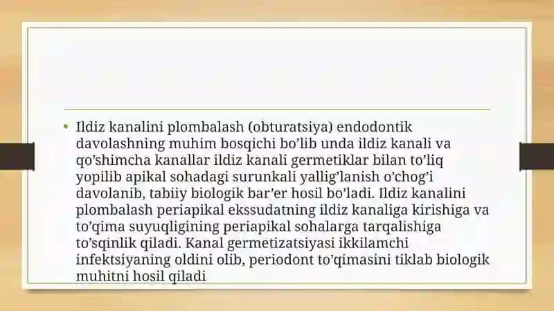ILDIZ KANALINI PLOMBALASHDA QO’LLANILUVCHI QOTADIGAN MALHAMLAR 2