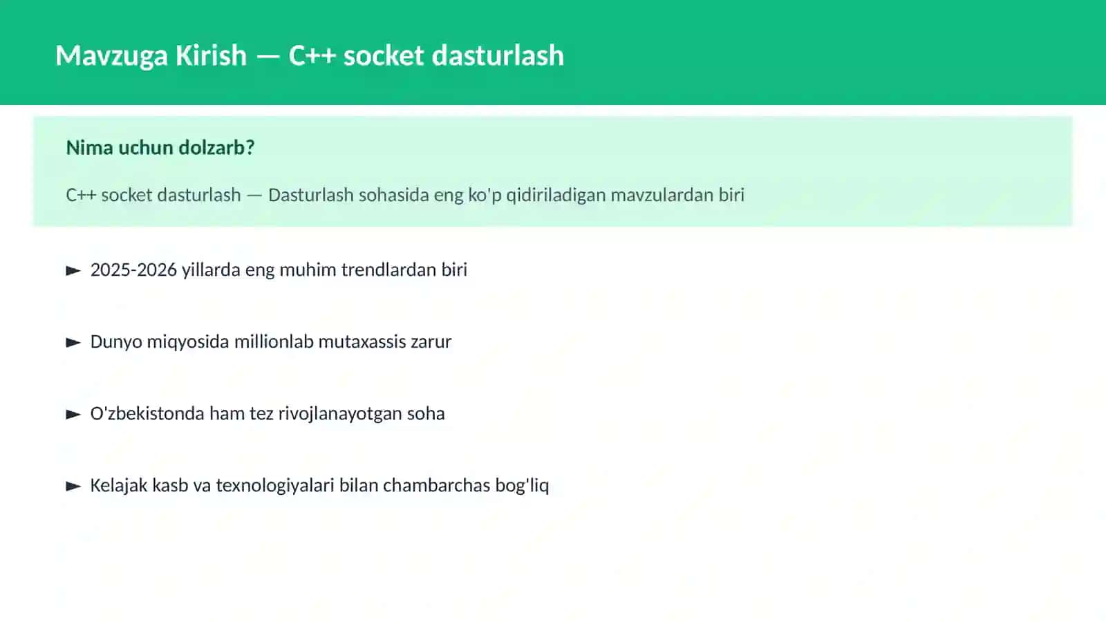 C++ socket dasturlash 2