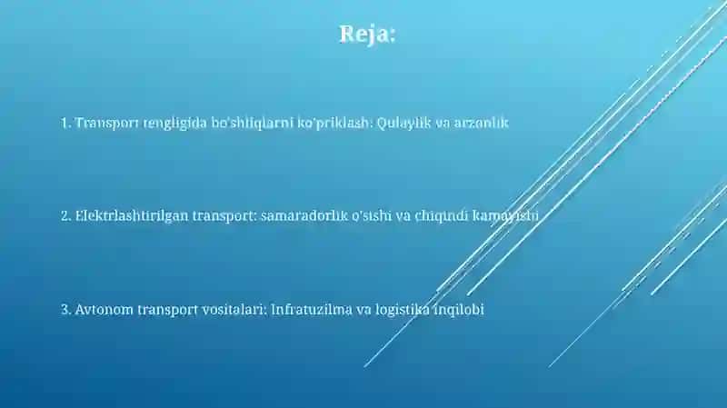 Avtomobil Transporti Tuzilishi va Inovatsiyalari 2