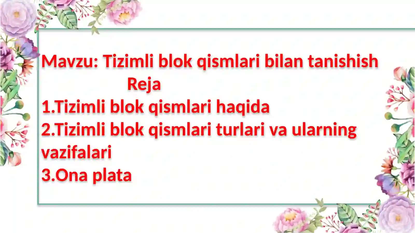 Tizimli  blok  qismlari  bilan  tanishish 2