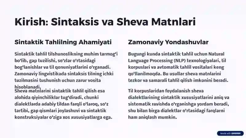 Sheva Matnlarini Sintaktik Tahlil Qilish va Mashqlar Bilan 2