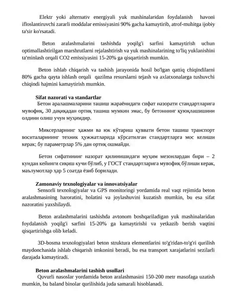 Beton aralashmalari tashish 2