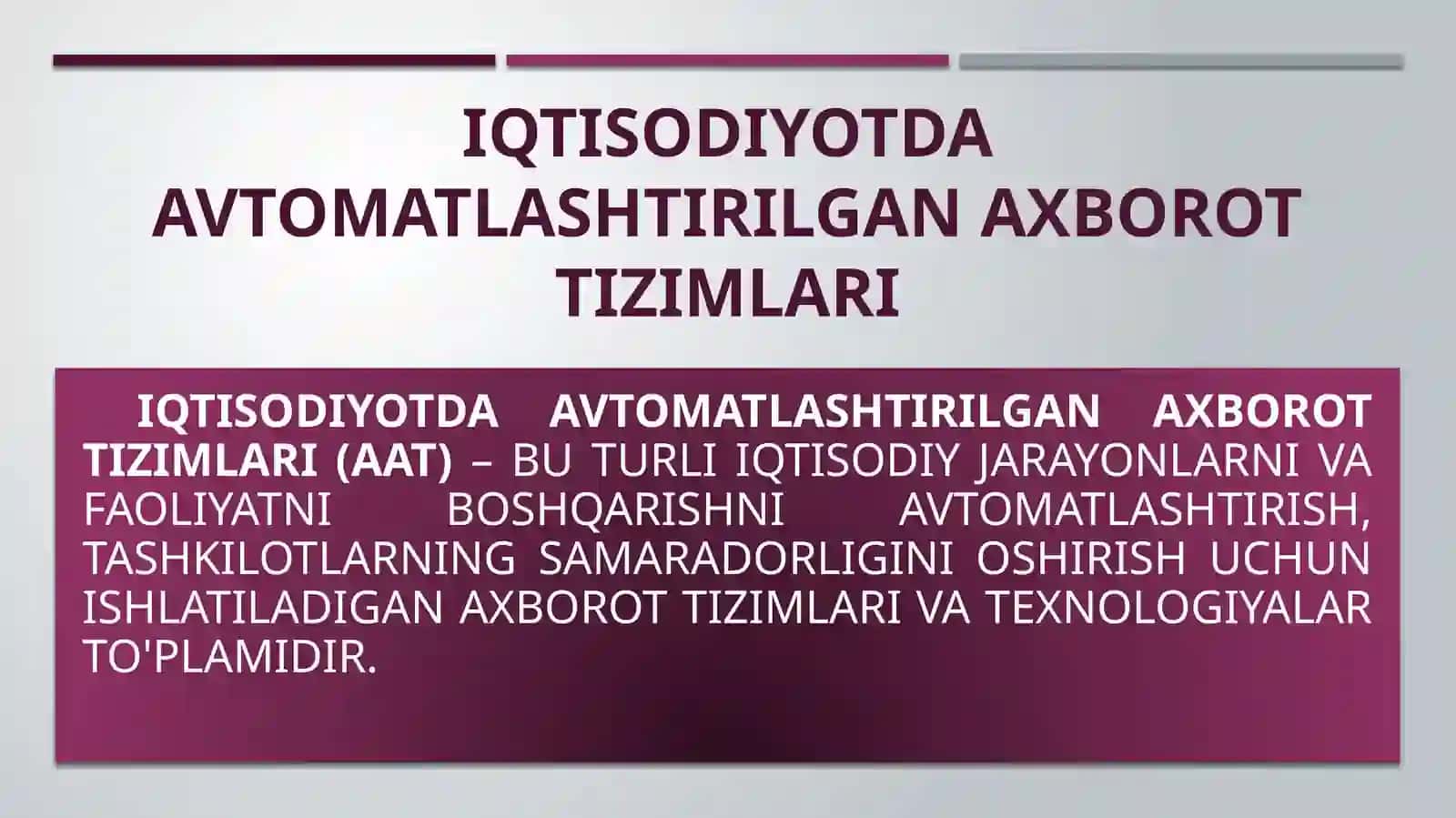 Iqtisodiyotda avtomatlashtirilgan axborot tizimlari 2