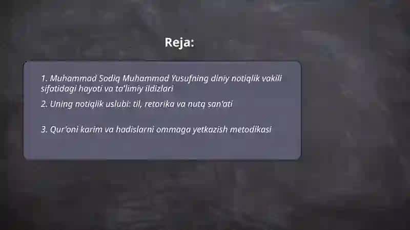 Muhammad Sodiq Muhammad Yusuf - diniy notiqlik vakili sifatida 2