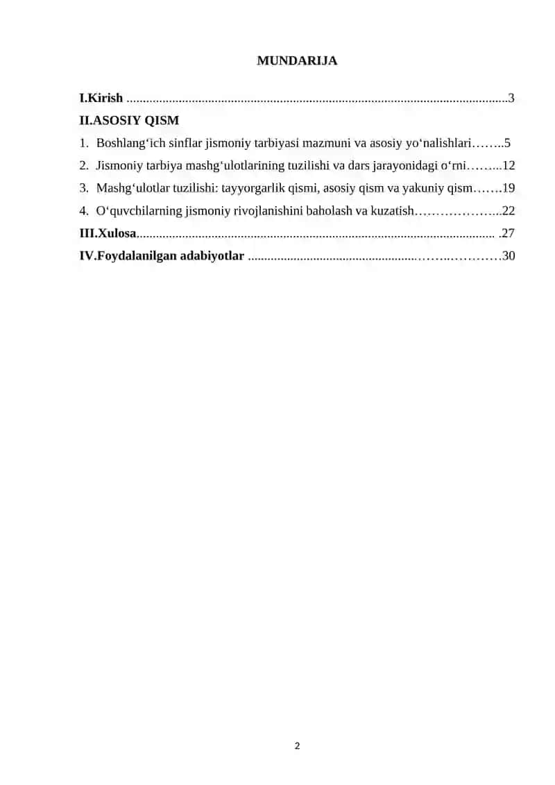 Boshlang‘ich sinflar jismoniy tarbiyasining tuzilishi 2