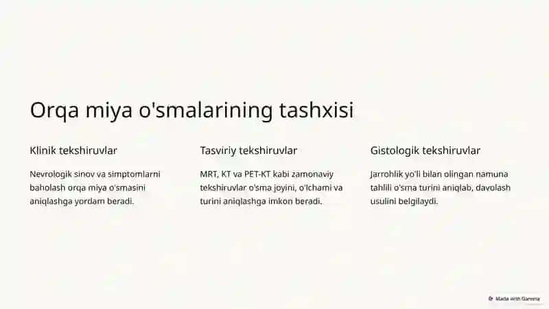 Orqa miya o'smalari va turlari 2