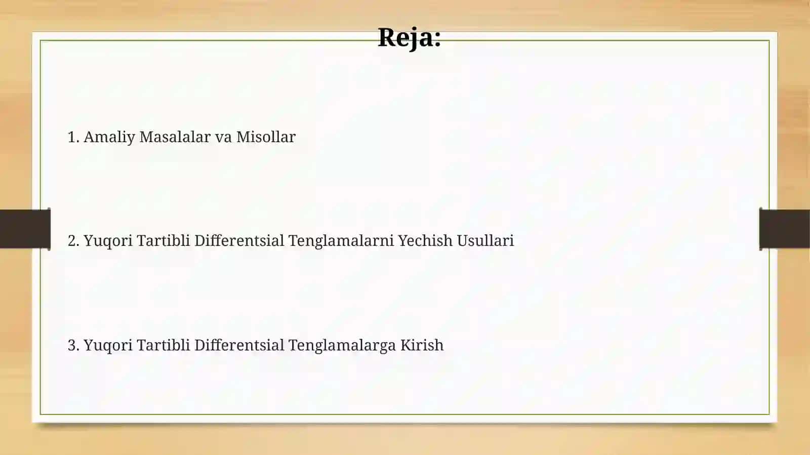 Yuqori Tartibli Differensial Tenglamalar Ta'rifi 2