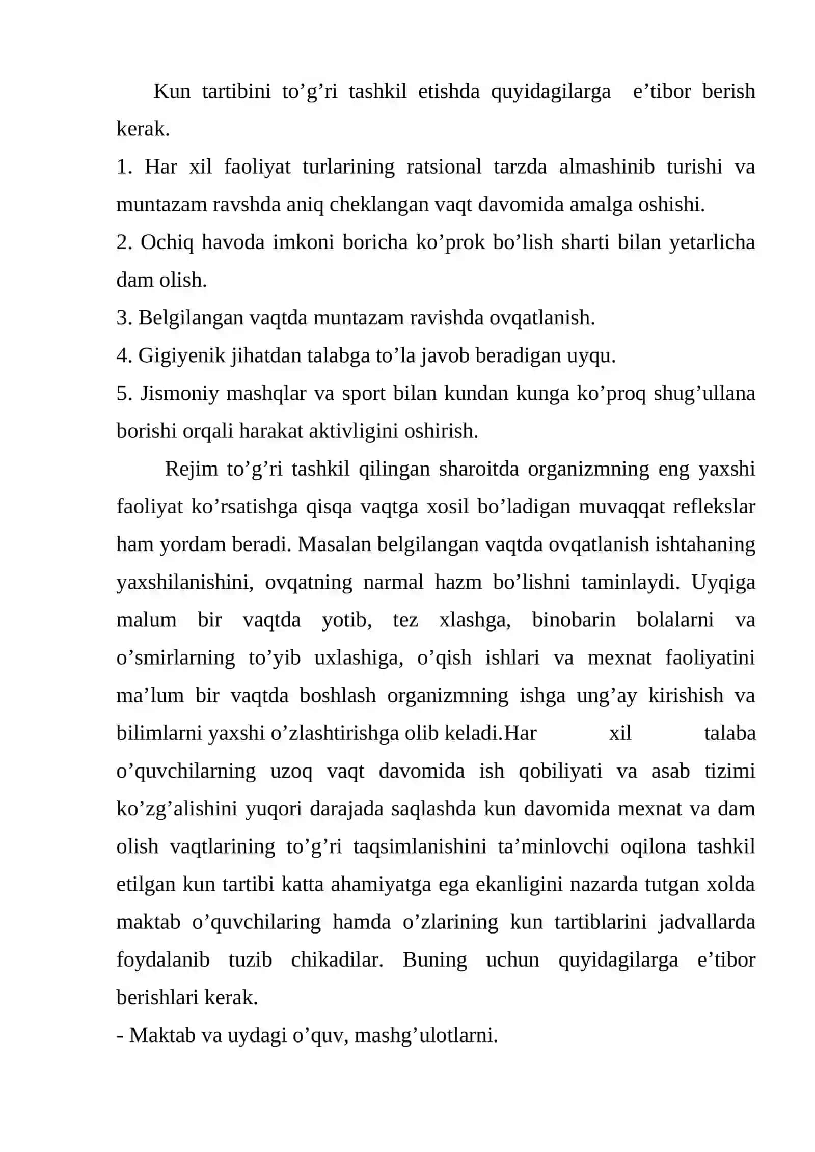 Sportchilarning kun tartibini tuzish 2