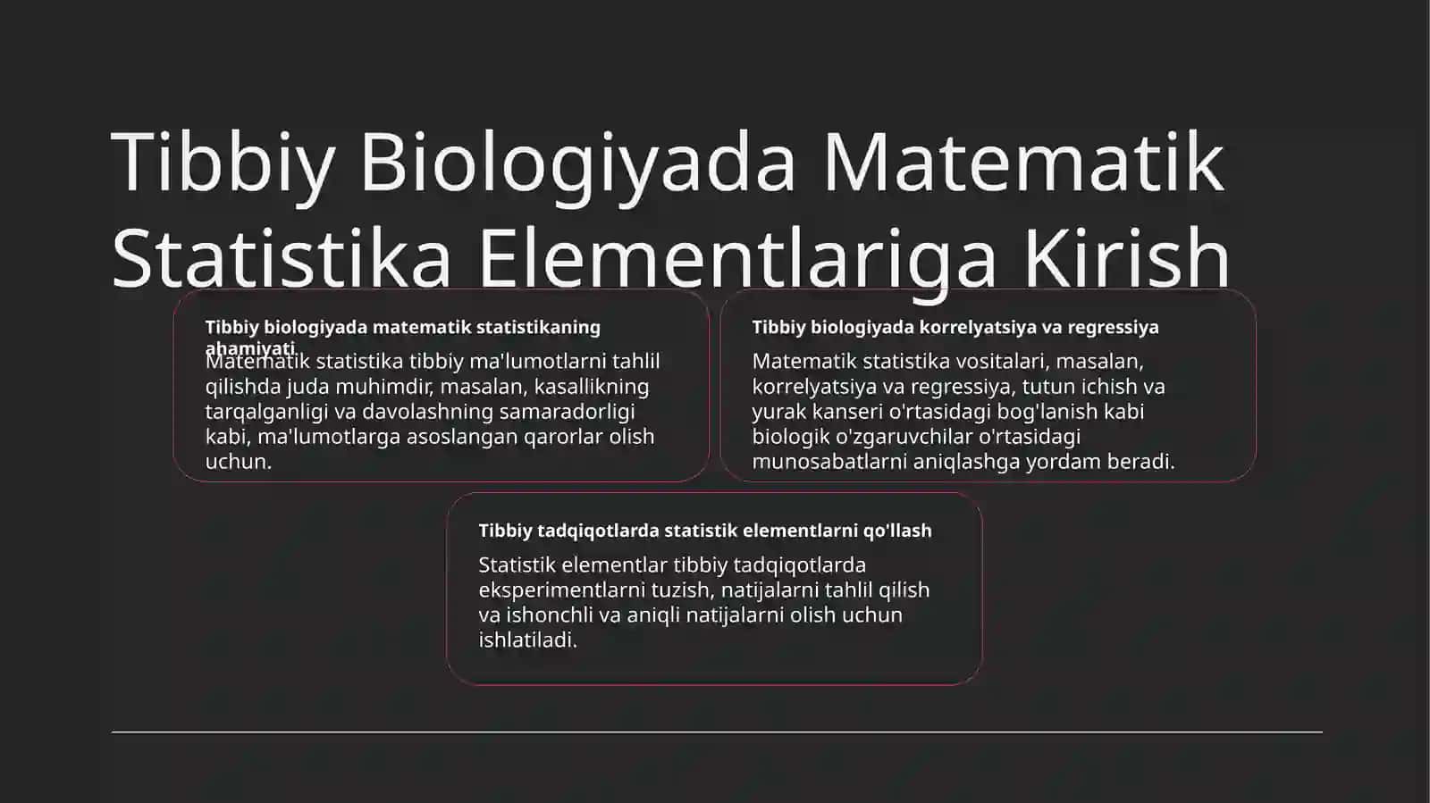 Tibbiy Biologiyada Matematik Statistika Elementlariga Kirish 2