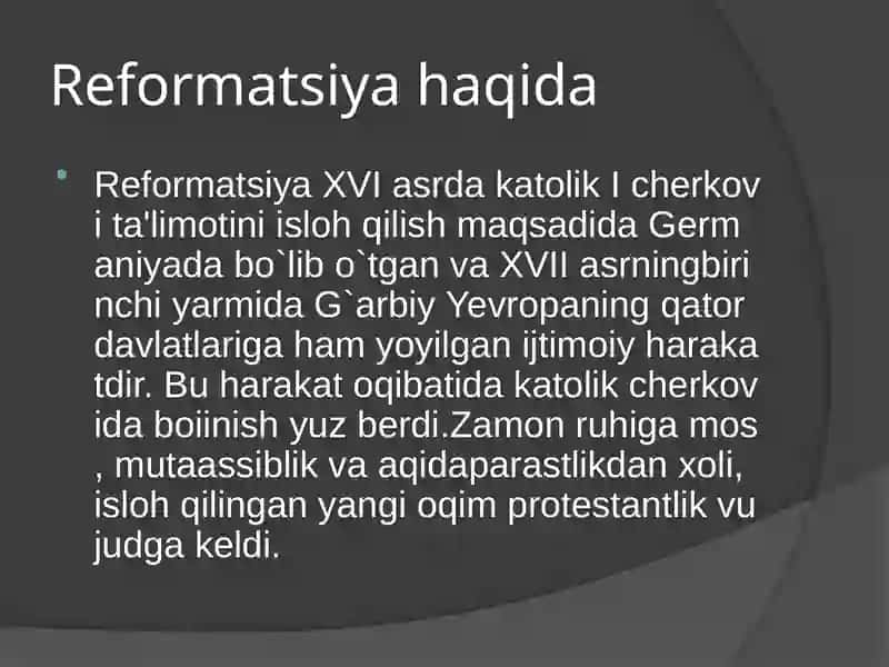 Reformatsiyaning Yevropa ga yayilishi 2